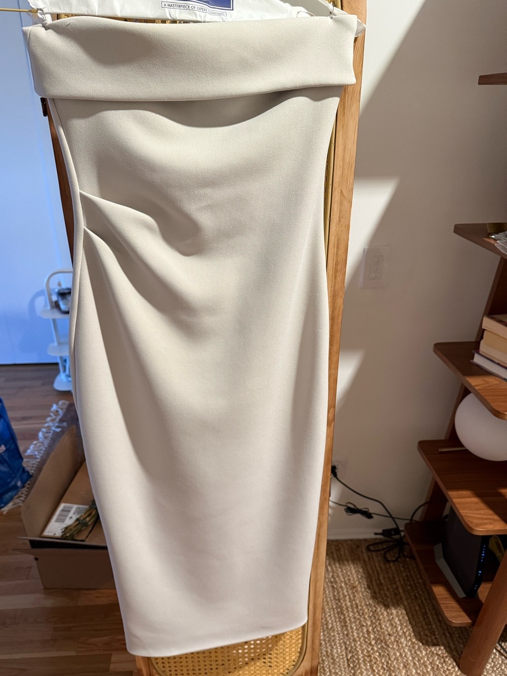 Aritzia Babaton Cream Strapless Pencil Midi Dress